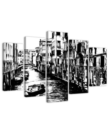 Canvas prints Venice canal for office black and white | FEEBY