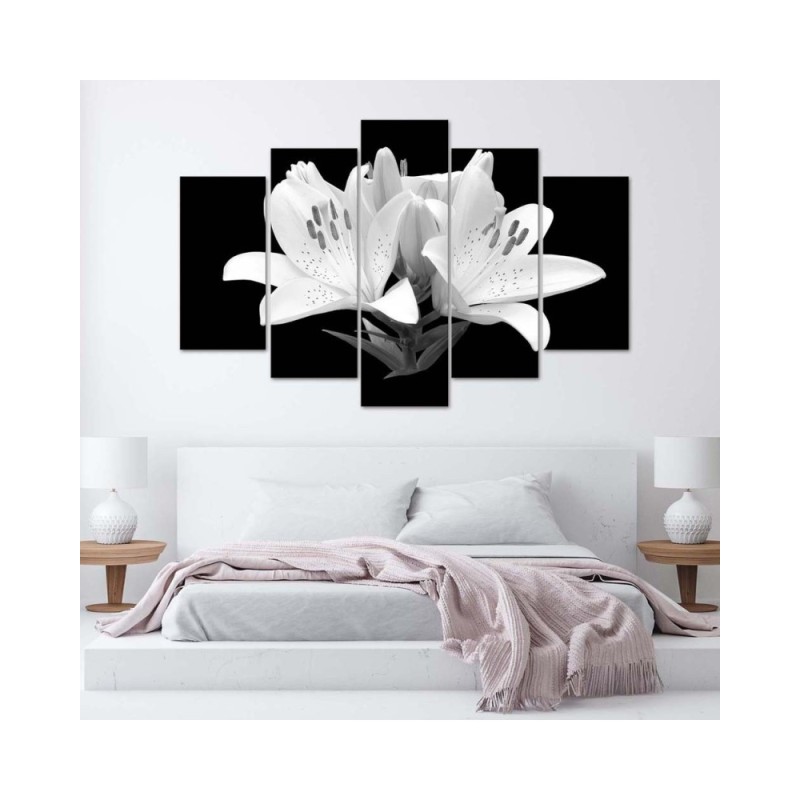 Modernes Wandbild - Weiße Lilien Blumen Natur | Feeby
