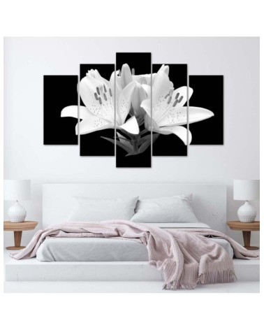 Modernes Wandbild - Weiße Lilien Blumen Natur | Feeby