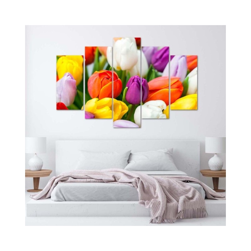 Modernes Wandbild - Bunte Tulpen Blumen | Feeby