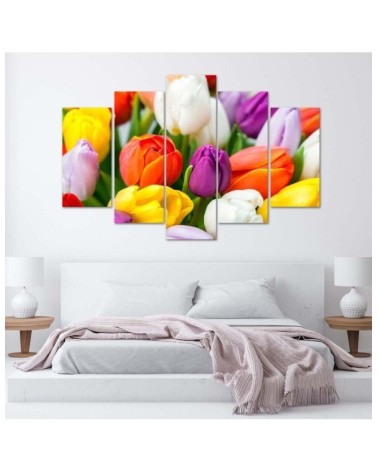 Modernes Wandbild - Bunte Tulpen Blumen | Feeby