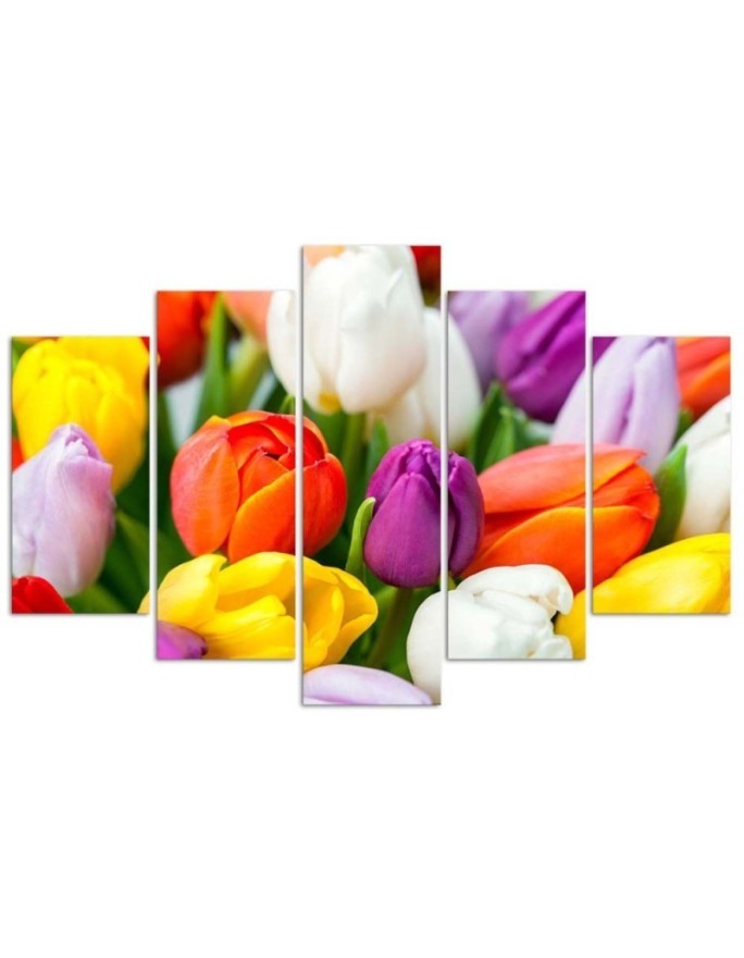 Colourful tulips modern canvas painting | FEEBY