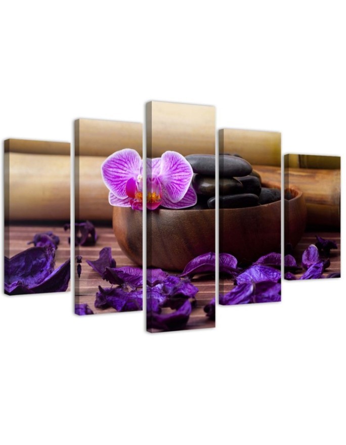 Obraz Kompozycja zen z różową orchideą na ścianę | FEEBY