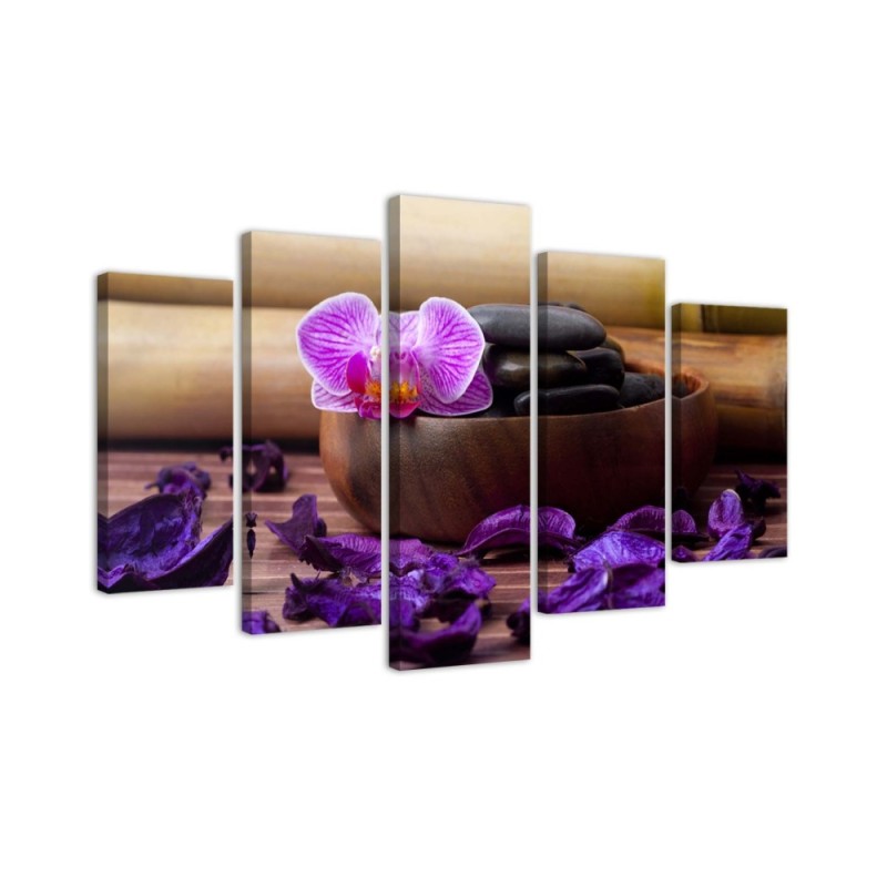 Leinwanddruck - Orchideen-Zen-Spa-Steine | Feeby