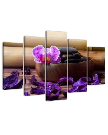 Obraz Kompozycja zen z różową orchideą na ścianę | FEEBY