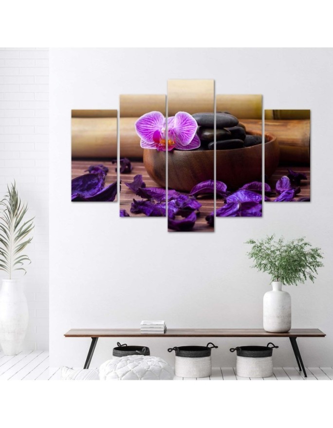 Obraz Kompozycja zen z różową orchideą na ścianę | FEEBY