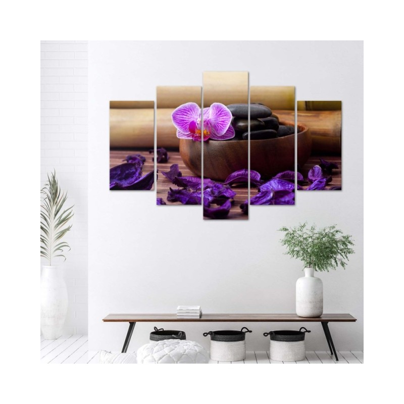 Leinwanddruck - Orchideen-Zen-Spa-Steine | Feeby