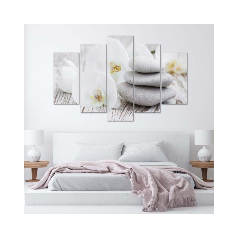 Leinwandbild - Orchideen-Zen-Spa-Steine | Feeby