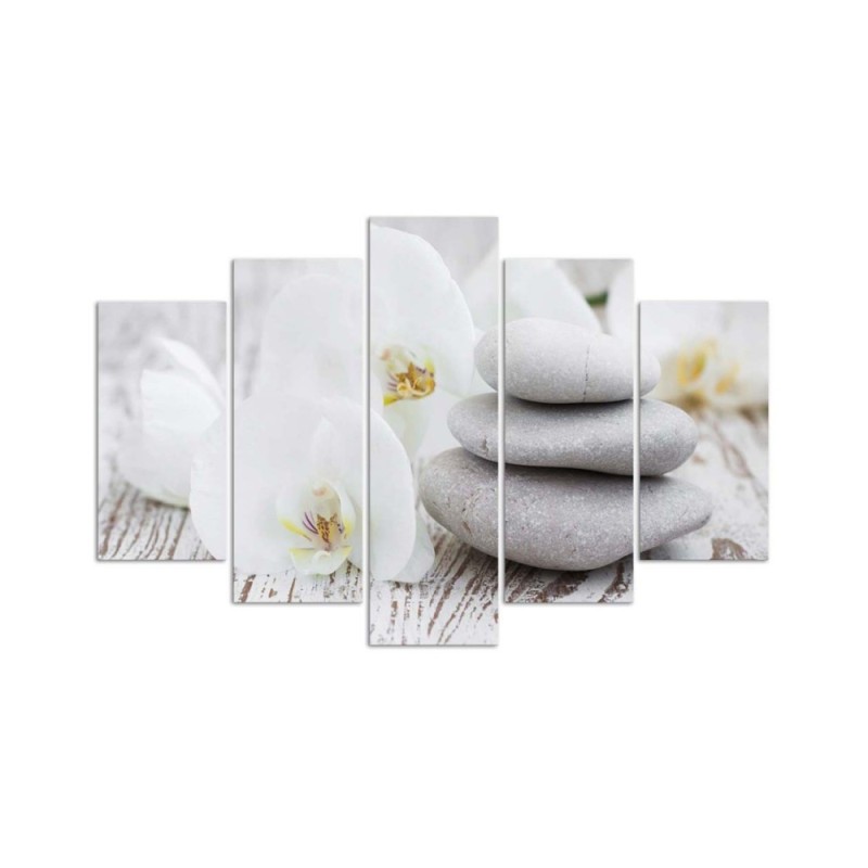 Leinwandbild - Orchideen-Zen-Spa-Steine | Feeby