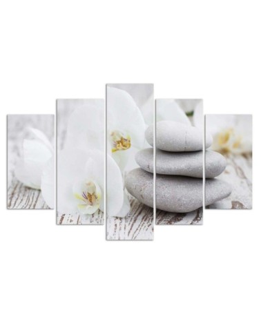 Leinwandbild - Orchideen-Zen-Spa-Steine | Feeby