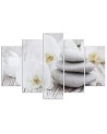 Obraz na płótnie Biała orchidea zen i kamienie do salonu spa | FEEBY