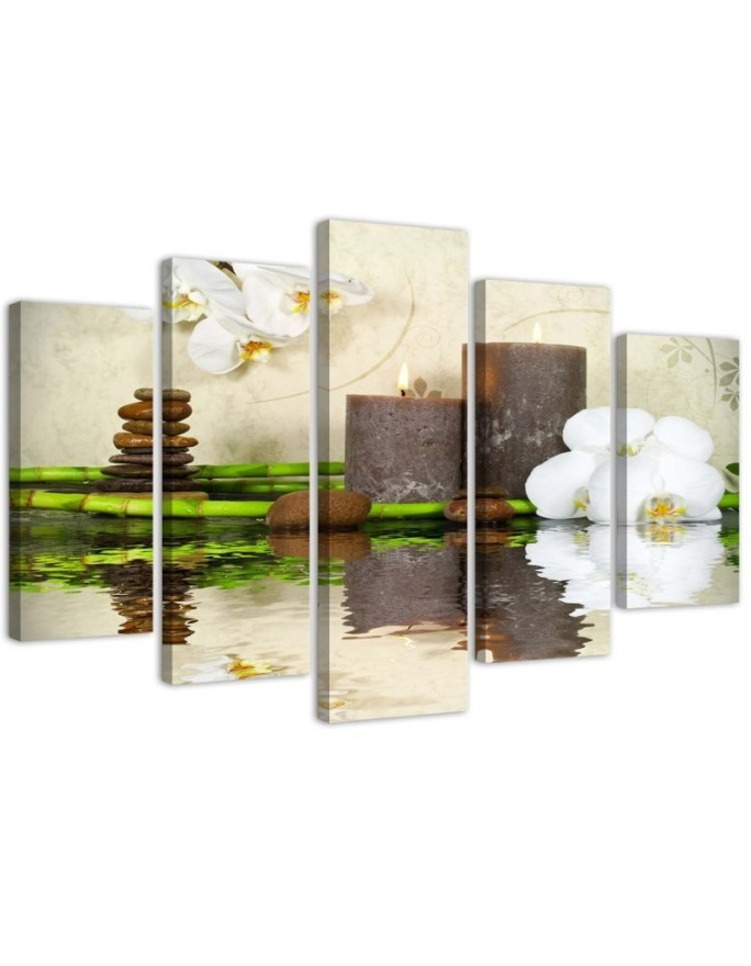 Bild auf Leinwand - Zen Spa Kerze Orchidee | Feeby