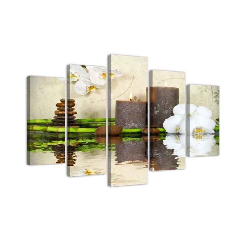 Bild auf Leinwand - Zen Spa Kerze Orchidee | Feeby