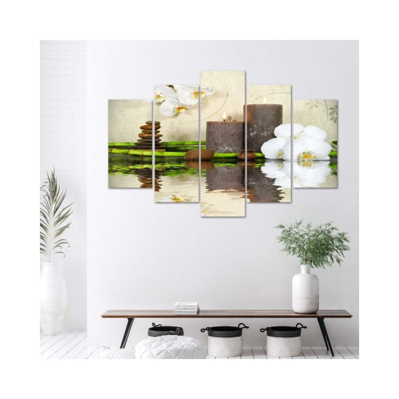Bild auf Leinwand - Zen Spa Kerze Orchidee | Feeby