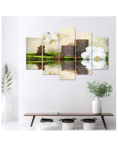 Bild auf Leinwand - Zen Spa Kerze Orchidee | Feeby