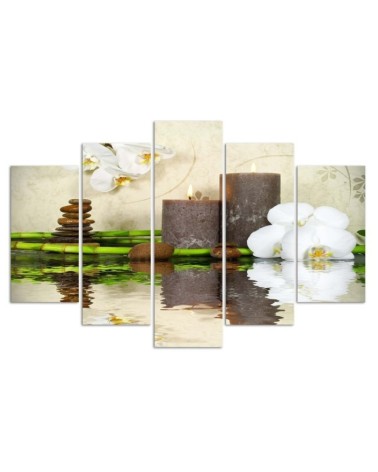 Bild auf Leinwand - Zen Spa Kerze Orchidee | Feeby