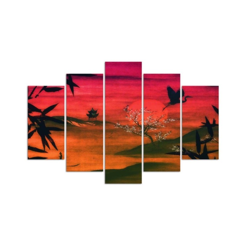 Leinwandbild - Japanische rote Landschaft | Feeby