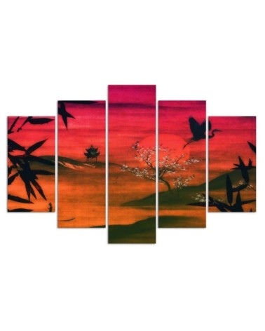 Leinwandbild - Japanische rote Landschaft | Feeby