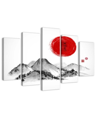 Canvas print Japan mountains sun printed on canvas | FEEBY