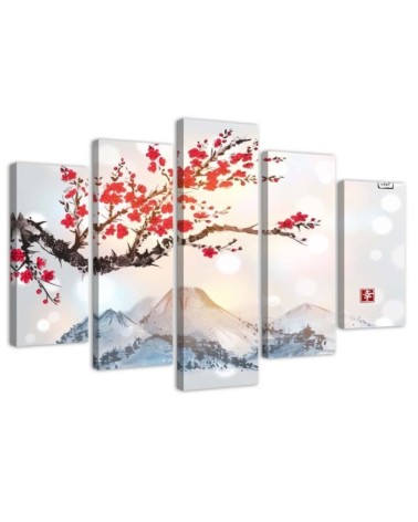 Multi-panel Canvas painting Cherry blossom tree for living room | FEEBY