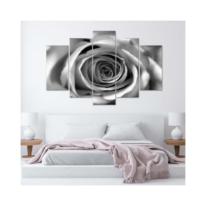 Modernes Wandbild - Rosenblüte Schwarz und Weiß | Feeby