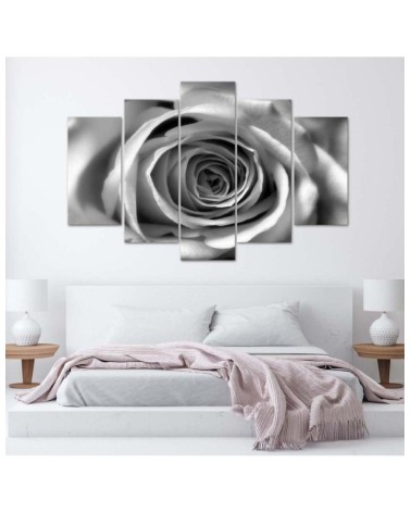 Modernes Wandbild - Rosenblüte Schwarz und Weiß | Feeby