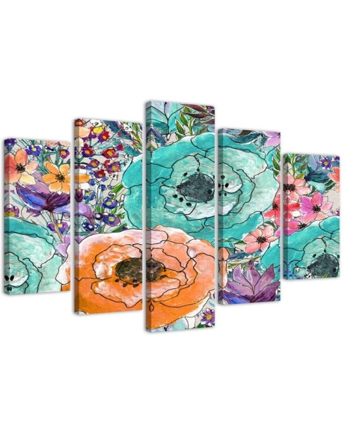 Leinwandbild - Bunte Blumen Abstrakt | Feeby