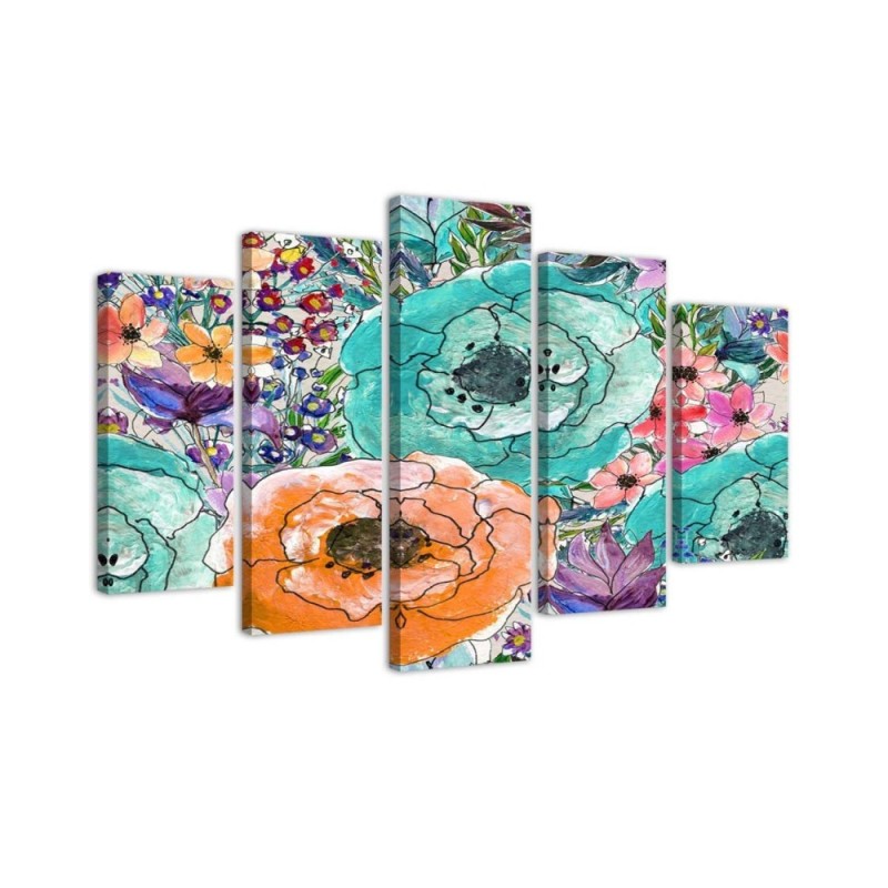 Leinwandbild - Bunte Blumen Abstrakt | Feeby