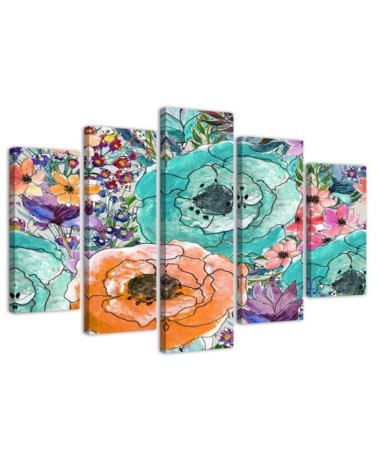 Leinwandbild - Bunte Blumen Abstrakt | Feeby