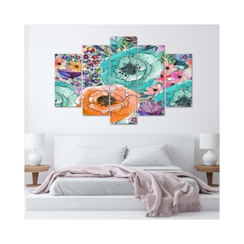 Leinwandbild - Bunte Blumen Abstrakt | Feeby