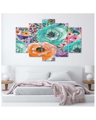 Leinwandbild - Bunte Blumen Abstrakt | Feeby