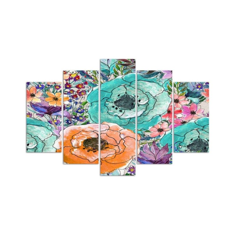 Leinwandbild - Bunte Blumen Abstrakt | Feeby