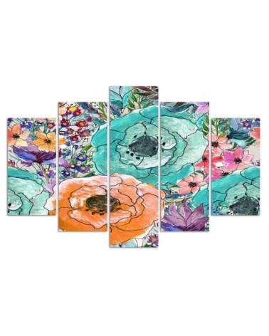 Leinwandbild - Bunte Blumen Abstrakt | Feeby