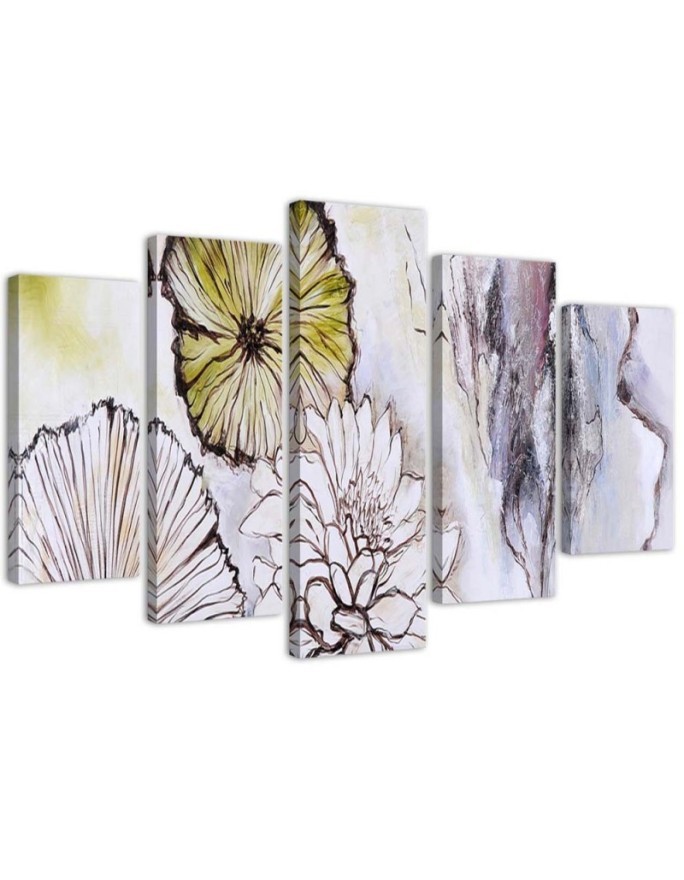 Modernes Wandbild - Aquarell Blumen Beige | Feeby