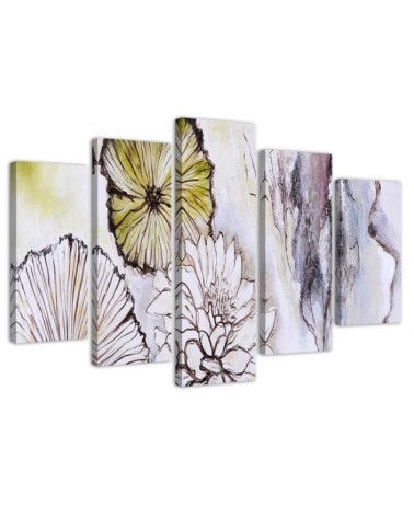 Modernes Wandbild - Aquarell Blumen Beige | Feeby