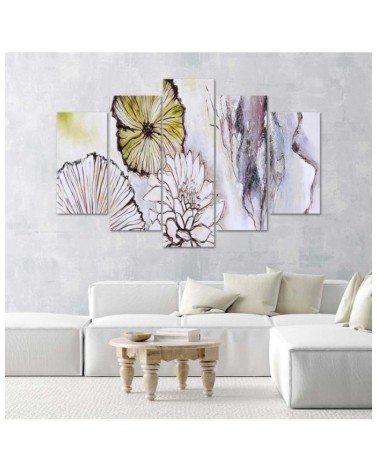 Modernes Wandbild - Aquarell Blumen Beige | Feeby