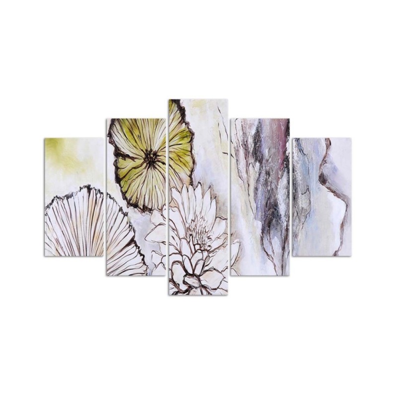 Modernes Wandbild - Aquarell Blumen Beige | Feeby