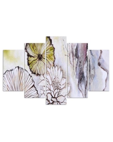 Modernes Wandbild - Aquarell Blumen Beige | Feeby