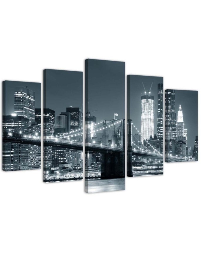 Bild auf Leinwand - New York Bridge Schwarz und Weiß | Feeby