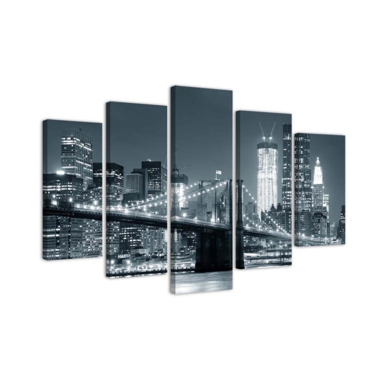 Bild auf Leinwand - New York Bridge Schwarz und Weiß | Feeby