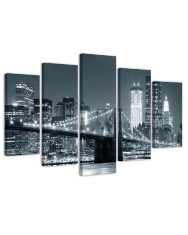 Bild auf Leinwand - New York Bridge Schwarz und Weiß | Feeby