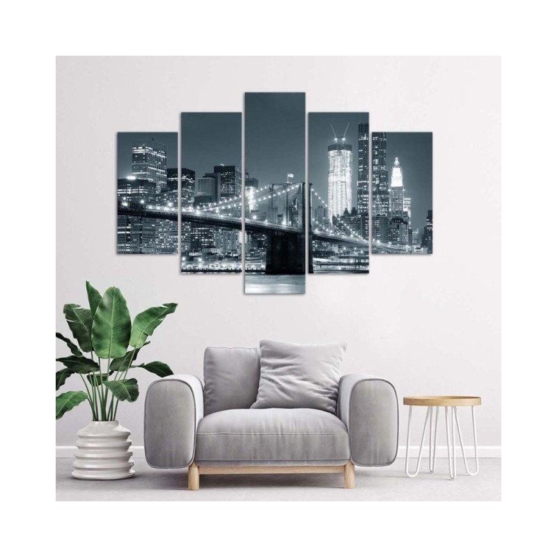 Bild auf Leinwand - New York Bridge Schwarz und Weiß | Feeby