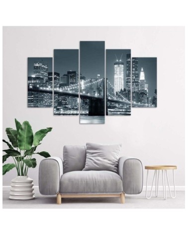 Bild auf Leinwand - New York Bridge Schwarz und Weiß | Feeby