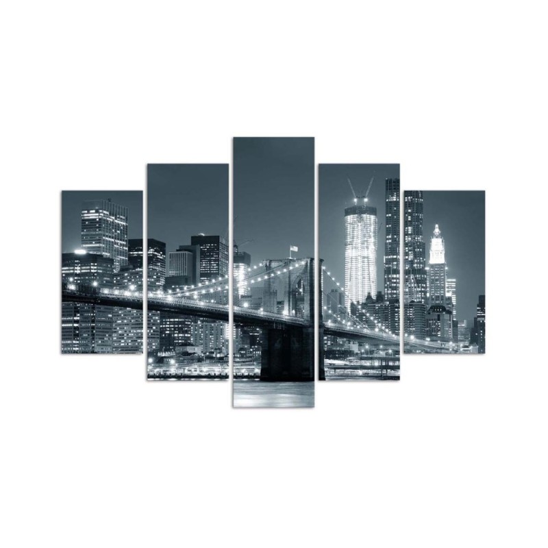 Bild auf Leinwand - New York Bridge Schwarz und Weiß | Feeby