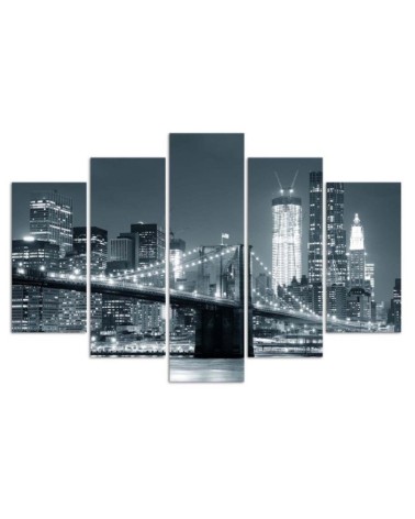 Bild auf Leinwand - New York Bridge Schwarz und Weiß | Feeby