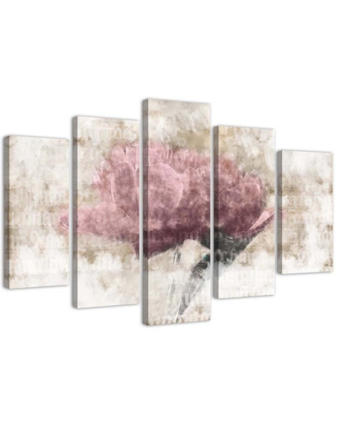 Dekoratives Leinwandbild - Rosa Vintage-Blume | Feeby