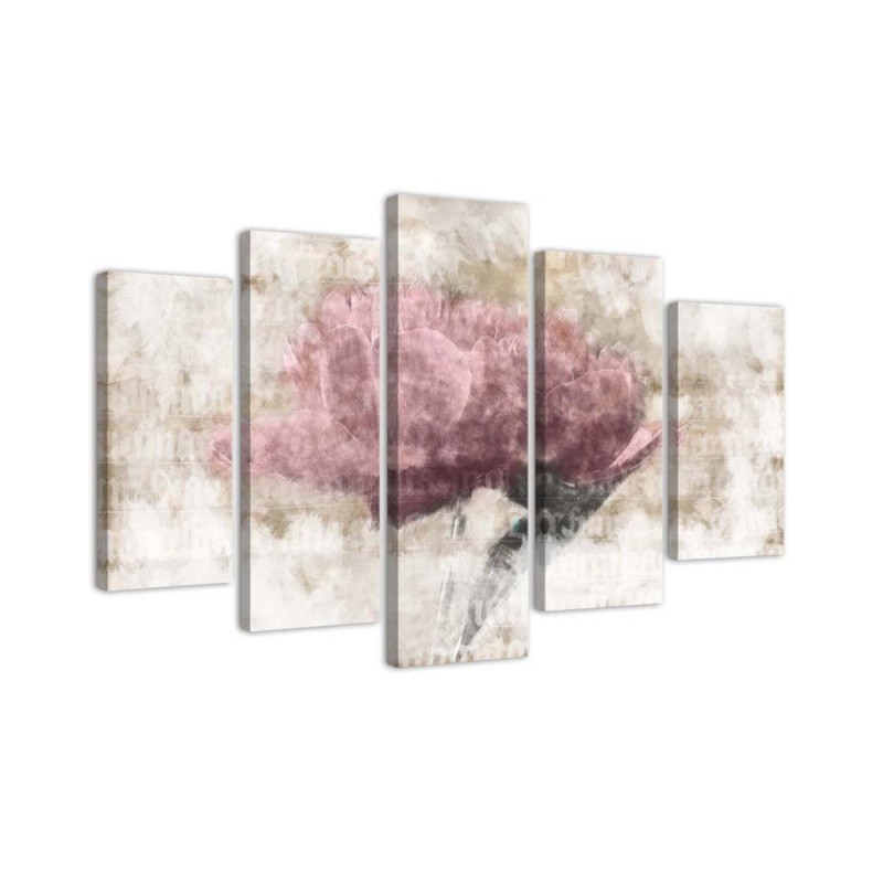 Dekoratives Leinwandbild - Rosa Vintage-Blume | Feeby