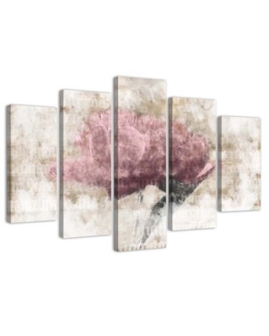 5 Piece Canvas print Pastel vintage flower for bedroom for wall | FEEBY
