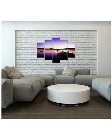 Leinwandbild - Brücke Sonnenuntergang Violett | Feeby