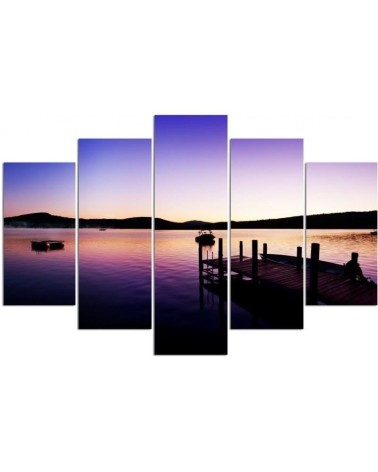 Leinwandbild - Brücke Sonnenuntergang Violett | Feeby